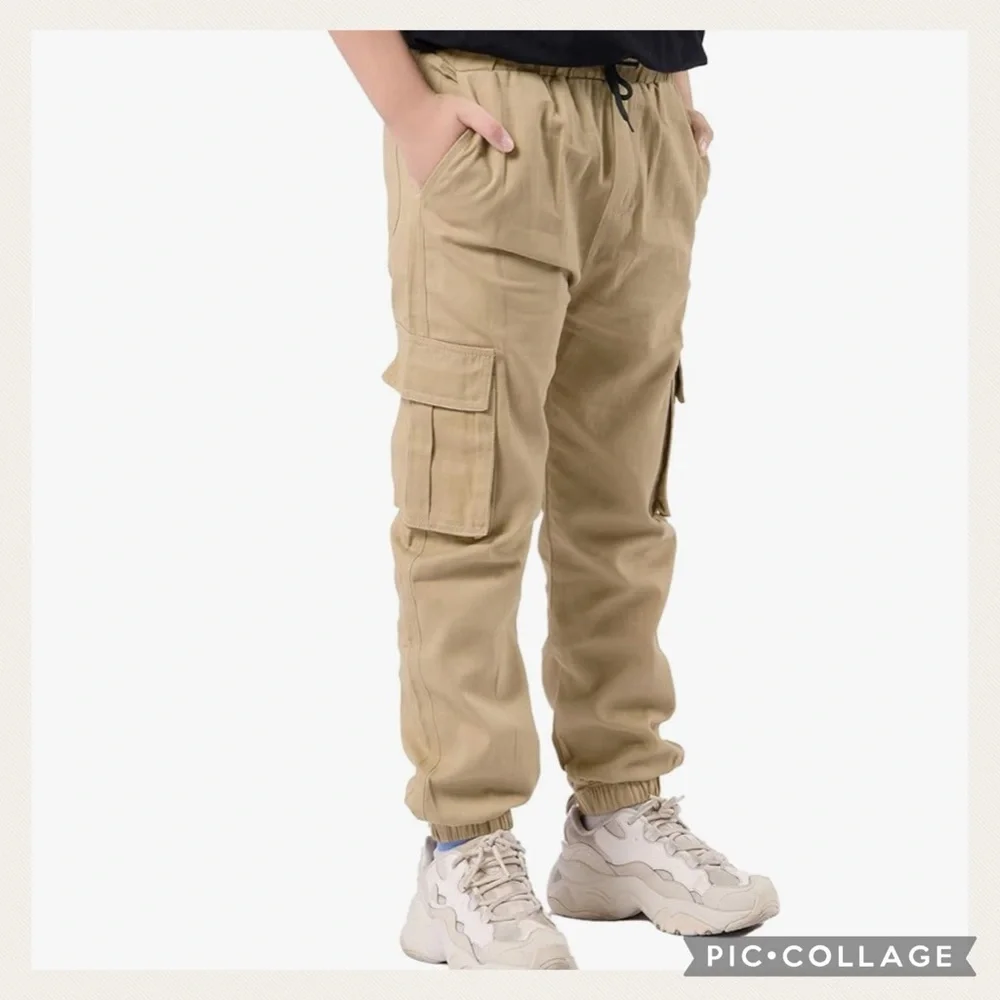 Back To School NWT Boys Tan iEFiEL Easy Forever Cargo Pants Size 14 NIP